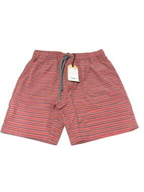 Prana Mens Metric E-Waist Shorts Rust Stripe Water-Friendly UPF 50+ New